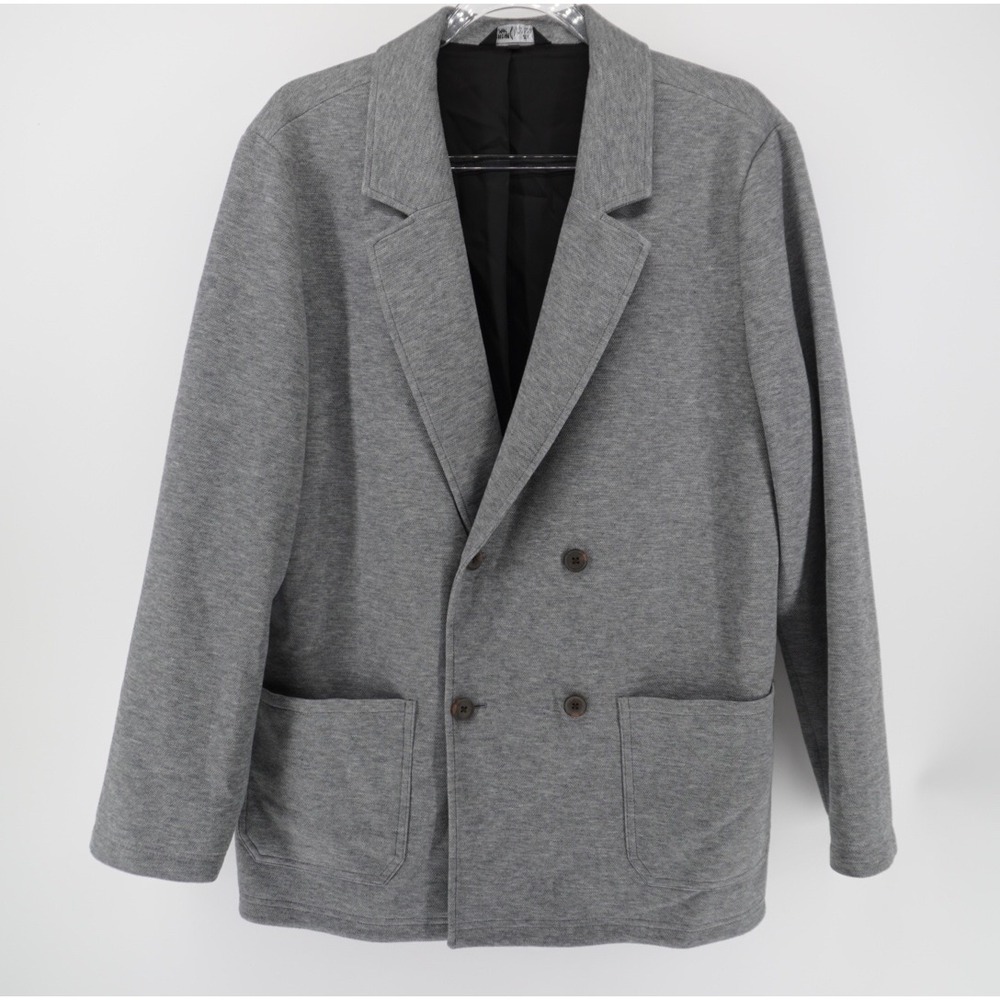 Rhone Truman Knit Sport Coat Mens Large Gray Double Breasted Blazer Stretch